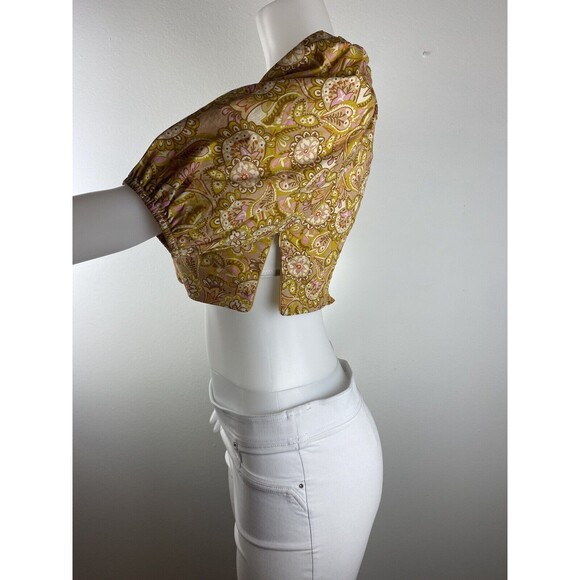 F. Anthropologie O.P.T Crop Top Size L Blouse Short Sleeve Square NecK NWT - Picture 4 of 10
